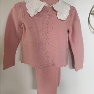 Janie and Jack Baby Pointelle Collared Sweater and pants 18/24 months